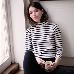 Christy Dawn | The Libby Top Sailor Stripe Size S - white & navy Mockneck top
